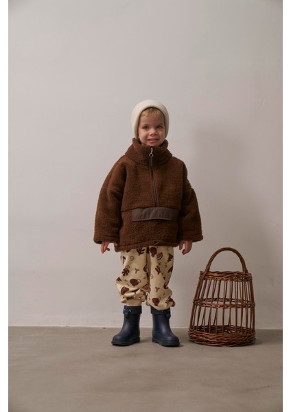 Acı Kahve Wellsoft Yarım Fermuar Çocuk Mont 1-6 Yaş