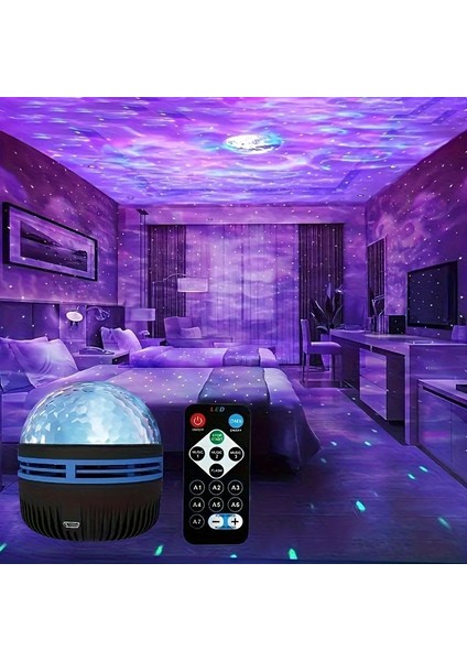 LED Galaxy Yıldız Projektör, Okyanus Dalgası, Projektör LED Gece Lambası, Çocuk Odası Lambası