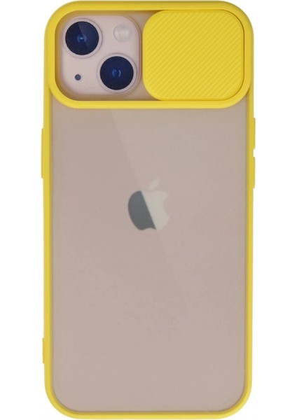 Ieg iPhone 13 Kılıf Palm Buzlu Kamera Sürgülü Silikon - Sarı