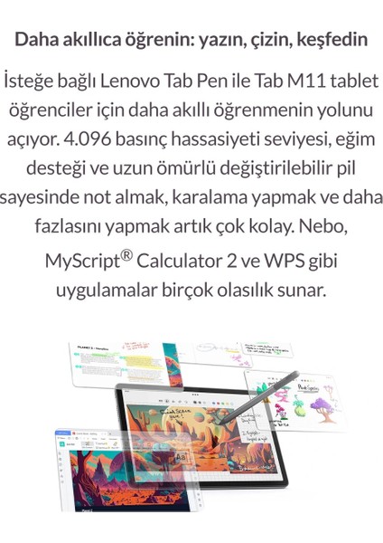 Kablosuz Klavye+Kılıf+Çizim ve Not Kalemi Hepsi Bir Arada 11INC Fullhd IPS Ekran 8 Çekirdekli TABM11 8gb Ram 128GB Hafızalı Tablet