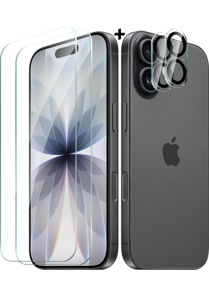 Iphone 17 Uyumlu Kamera Koruma Lens Koruyucu Şeffaf Temperli Cam + Ekran Koruyucu Cam Set 2in1