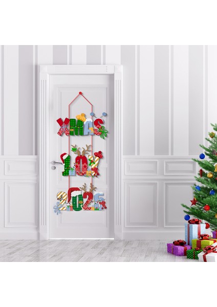 Yeni Noel Partisi Dekorasyon Kapı Asma Bunting Noel Askıları Atmosfer Dekorasyon Askıları (Yurt Dışından)