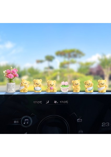 Sevimli Tereyağlı Ayı Araba Süsü, Araba Konsolu Ekran Dekorasyonu, Elektrikli Araç Masaüstü Süsü (Yurt Dışından)