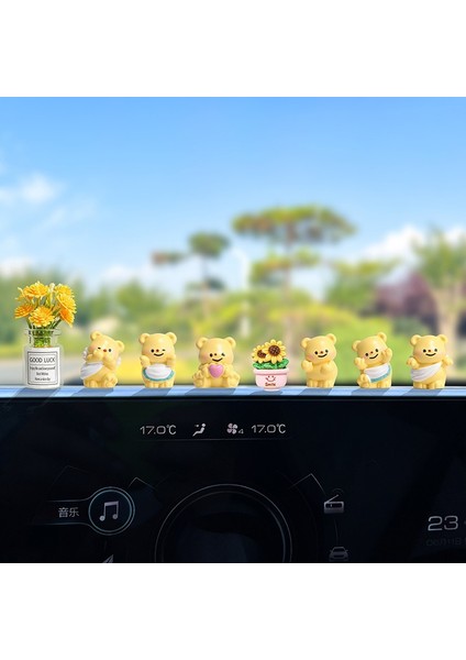 Sevimli Tereyağlı Ayı Araba Süsü, Araba Konsolu Ekran Dekorasyonu, Elektrikli Araç Masaüstü Süsü (Yurt Dışından)