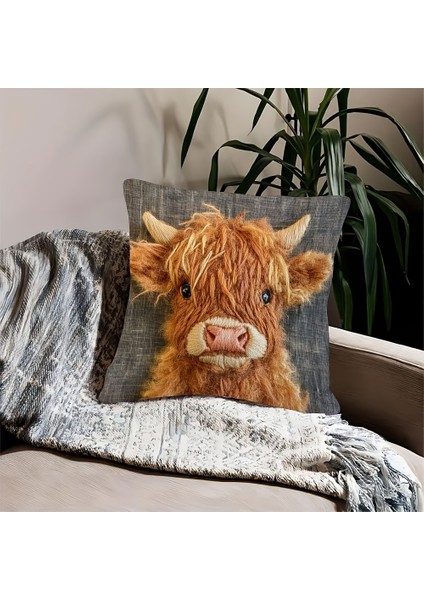 Highland Ineği Yastık Kılıfı, Sevimli Küçük Inek Peluş Yastık Kılıfı, Oturma Odası Mobilya Dekorasyonu Yastık Kılıfı, 2'li Paket (Yurt Dışından) fiyatları