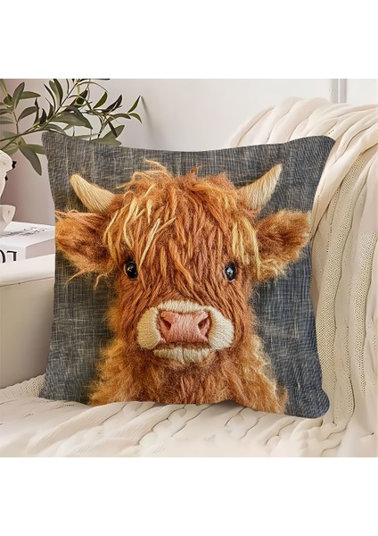 Highland Ineği Yastık Kılıfı, Sevimli Küçük Inek Peluş Yastık Kılıfı, Oturma Odası Mobilya Dekorasyonu Yastık Kılıfı, 2'li Paket (Yurt Dışından) fırsatları