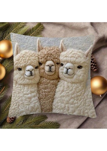 Sevimli Alpaka Yastık Kılıfı, Yumuşak Kısa Peluş Kanepe Minderi Kılıfı, Araba Başucu Dekoratif Minder Kılıfı, 2 Parçalı Set (Yurt Dışından)