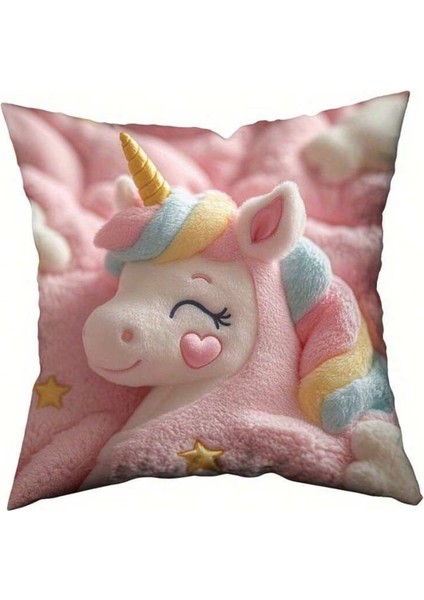 Rainbow My Little Pony Unicorn Yastık Kılıfı, Cilt Dostu Kısa Peluş Kanepe Minderi Kılıfı, Ev Dekorasyonu Yastık 2 Parçalı Set (Yurt Dışından)