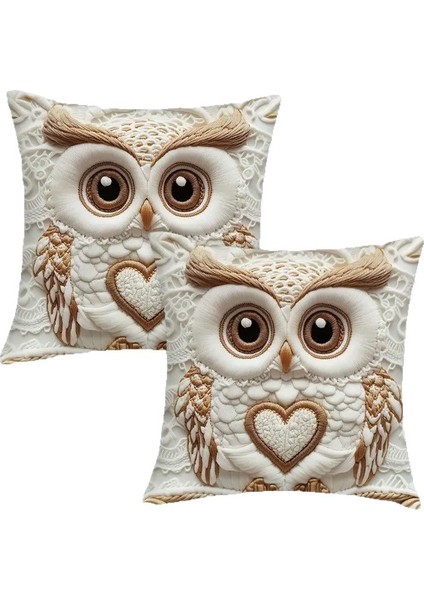 Beyaz Baykuş Yastık Kılıfı, Yumuşak Kısa Peluş, Tek Taraflı Baskı, Rahat Kanepe Yastık Seti (2 Parça) (Yurt Dışından)