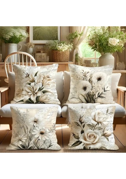 Retro Çiçek Desenli Kırlent Kılıfı, Oturma Odası Kanepe Kırlent Kılıfı, Dekoratif Kırlent, Yatak Odası Yastık Kılıfı (Iç Dolgusuz), 4 Parçalı Set (Yurt Dışından) fiyatları