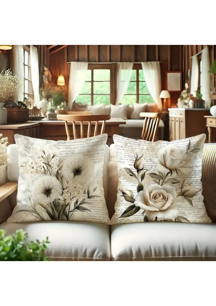 Retro Çiçek Desenli Kırlent Kılıfı, Oturma Odası Kanepe Kırlent Kılıfı, Dekoratif Kırlent, Yatak Odası Yastık Kılıfı (Iç Dolgusuz), 4 Parçalı Set (Yurt Dışından) modelleri