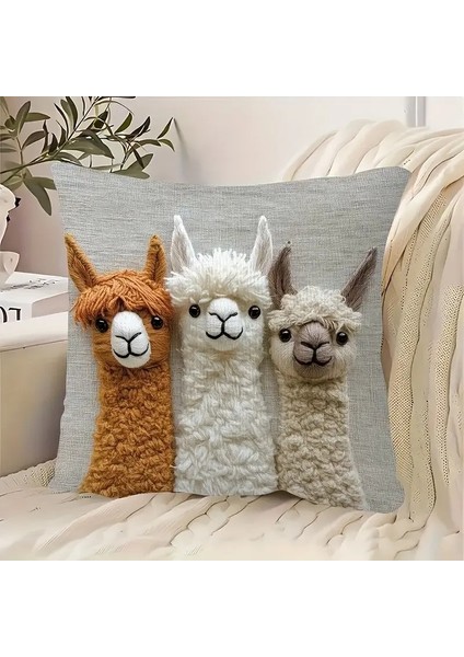 Sevimli Alpaka Yastık Kılıfı 2d Düz Baskı Taklit Nakış Yastık Kılıfı Kanepe Minder Örtüsü Ev Dekorasyonu 2 Parça Set (Yurt Dışından) fiyatları