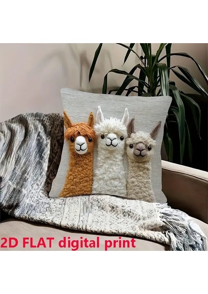 Sevimli Alpaka Yastık Kılıfı 2d Düz Baskı Taklit Nakış Yastık Kılıfı Kanepe Minder Örtüsü Ev Dekorasyonu 2 Parça Set (Yurt Dışından) indirimleri