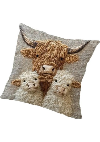 Sevimli Hayvan Serisi Kısa Peluş Buzağı ve Koyun Yastık Kılıfları, Oturma Odası Ev Dekorasyonu ve Yatak Başı Yastıkları Için Uygundur 2 Adet (Yurt Dışından)