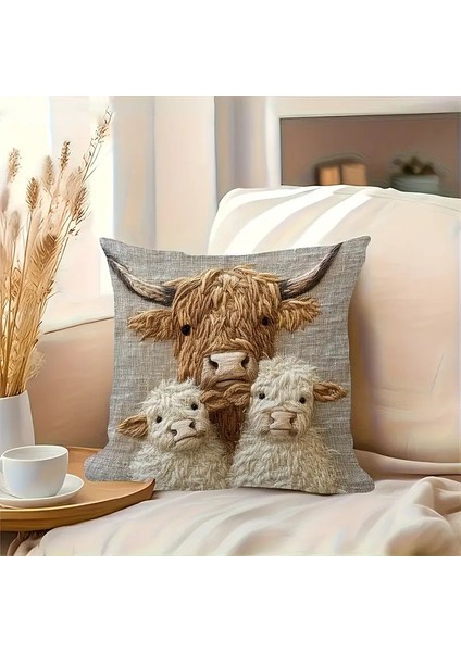 Sevimli Hayvan Serisi Kısa Peluş Buzağı ve Koyun Yastık Kılıfları, Oturma Odası Ev Dekorasyonu ve Yatak Başı Yastıkları Için Uygundur 2 Adet (Yurt Dışından) modelleri