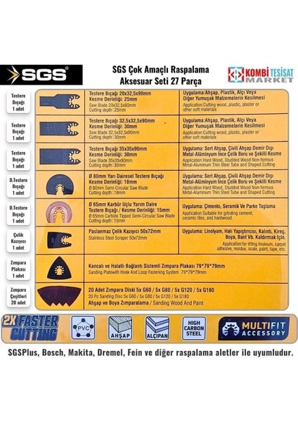 Bfs Sgs 1880 Raspalama Seti 27 Parça fiyatları