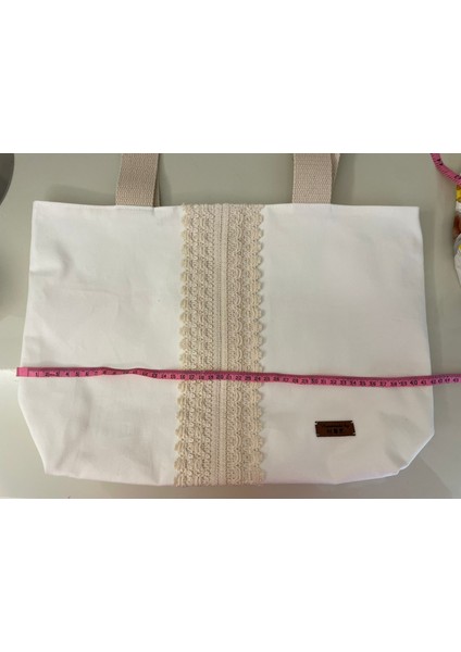 Gabardın Crochet Şeritli Omuz Çantası-Beyaz indirimleri