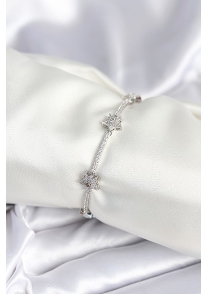 Kadın için Bileklik Künye Gri Pirinç Yapım Yıldız