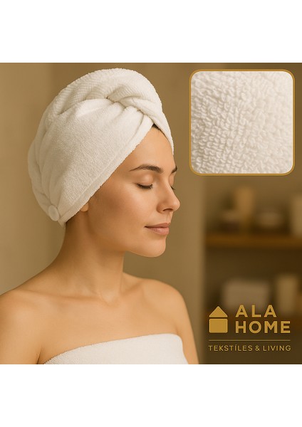 Bukle Düğme Lastikli Saç Kurutma Havlusu | Makyaj Bonesi |saç Kurutma Bonesi | %100 Pamuklu