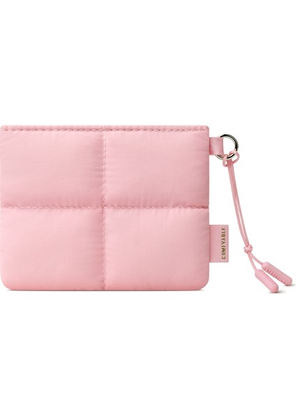 Sevimli Puffy Mini Cüzdan – Suya Dayanıklı, Şeffaf Kart Pencereli, Mıknatıslı Kapatma, Airpods ve Aksesuar Organizeri – Pembe