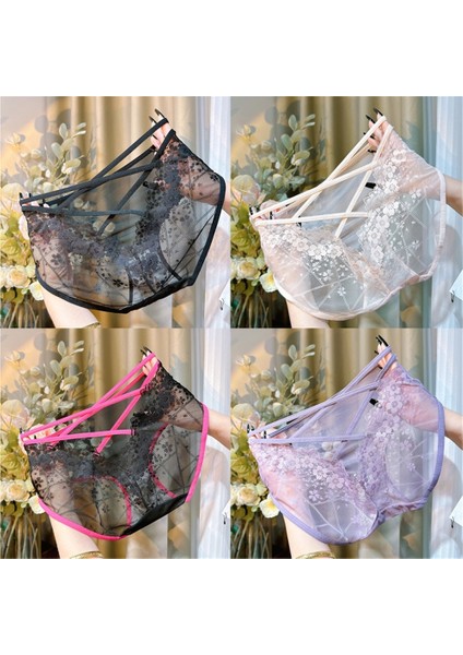 Kadınlar Için Yeni Nefes Alabilen Dantel Yüksek Belli Dikişsiz Saf Pamuklu Külot, Baştan Çıkarıcı Dantel Külot (4 Parça) (Yurt Dışından) fırsatları