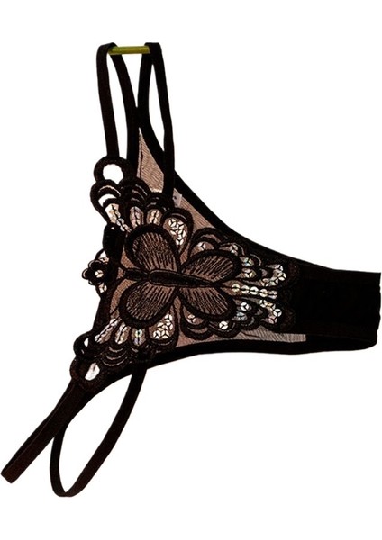 Büyük Kelebek Tasarımlı, Püsküllü, Içi Boş, Düşük Belli, Payetli, Yarı Saydam File Kadın Külotu (4 Parça) (Yurt Dışından)