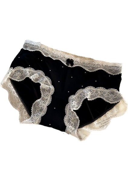 Genç Kızlar Için Fransız Retro Tarzı Dantel Detaylı Buz Ipeği Külot, Saf Pamuklu Ağ, Fiyonk, Puantiyeli Külot (4'lü Paket, Karışık Renkler) (Yurt Dışından)