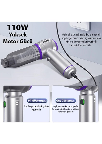 17000PA Güçlü Portatif Tasinabilir Vakumlu Kablosuz Üflemeli Mini Araç İçi El Süpürgesi indirimleri