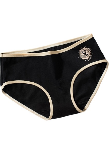 Kız Baskılı Kalp Şeklinde Kombinasyon Kadın Iç Çamaşırı, Saf Pamuk, Orta Bel, Büyük Beden (6 Parçalı Karışık Renk Paketi) (Yurt Dışından)