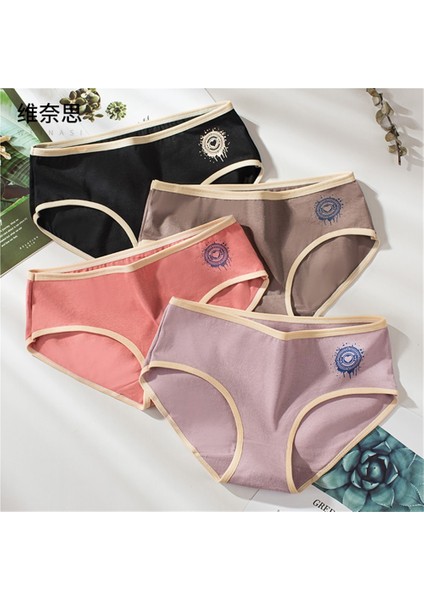 Kız Baskılı Kalp Şeklinde Kombinasyon Kadın Iç Çamaşırı, Saf Pamuk, Orta Bel, Büyük Beden (6 Parçalı Karışık Renk Paketi) (Yurt Dışından) modelleri