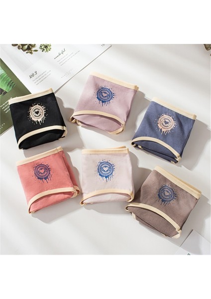 Kız Baskılı Kalp Şeklinde Kombinasyon Kadın Iç Çamaşırı, Saf Pamuk, Orta Bel, Büyük Beden (6 Parçalı Karışık Renk Paketi) (Yurt Dışından) fırsatları