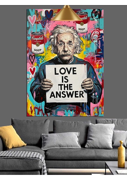 Aşk Cevap Poster Retro Dekoratif Kanvas - Mdf Ahşap Tablo