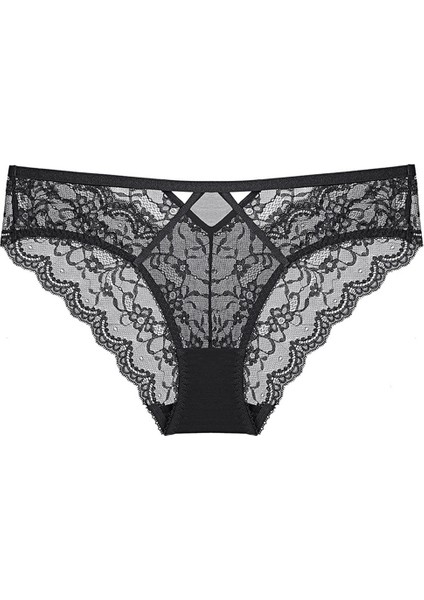 Fransız Tarzı Kadın Ultra Ince Içi Boş Dantel Külot, Nefes Alabilen ve Rahat Pamuklu Kasık, Düşük Belli Üçgen Külot (2'li Paket) (Yurt Dışından)