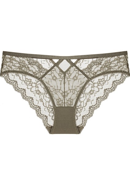 Fransız Tarzı Kadın Ultra Ince Içi Boş Dantel Külot, Nefes Alabilen ve Rahat Pamuklu Kasık, Düşük Belli Üçgen Külot (2'li Paket) (Yurt Dışından)