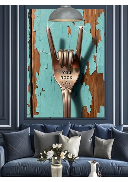 Rock Işareti El Sanat Dekoratif Kanvas - Mdf Ahşap Tablo fiyatları