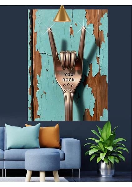 Rock Işareti El Sanat Dekoratif Kanvas - Mdf Ahşap Tablo fırsatları