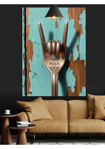 Rock Işareti El Sanat Dekoratif Kanvas - Mdf Ahşap Tablo indirimleri