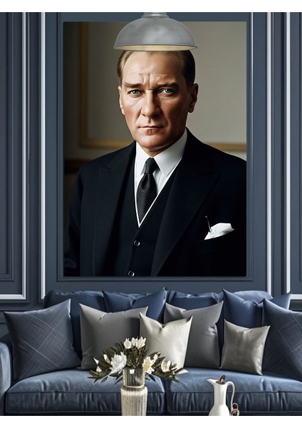 Mustafa Kemal Atatürk Portresi Dekoratif Kanvas - Mdf Ahşap Tablo