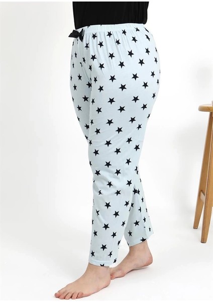 Kadın Pamuklu Büyük Beden Alt Pijama Buz Mavisi fiyatları