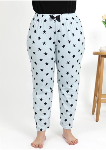 Kadın Pamuklu Büyük Beden Alt Pijama Buz Mavisi fırsatları