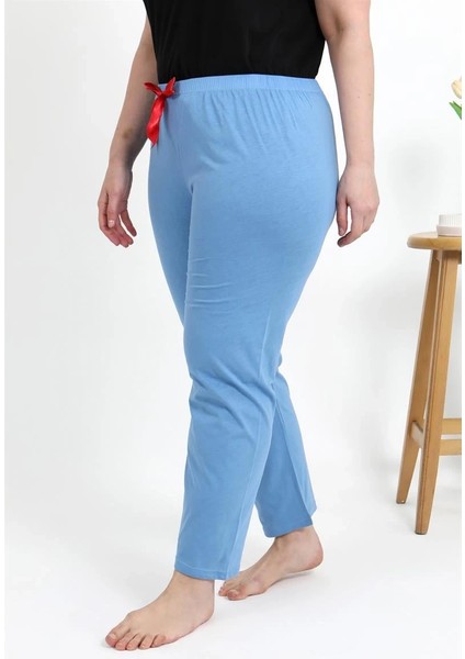 Kadın Pamuklu Büyük Beden Alt Pijama Mavi fırsatları
