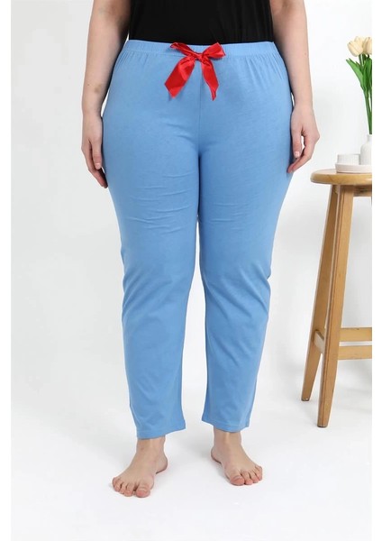 Kadın Pamuklu Büyük Beden Alt Pijama Mavi indirimleri
