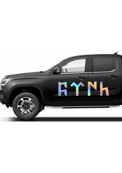 Hologramlı JanJanlı Göktürkçe Türk Yazısı Sticker - Araba Oto Motosiklet Karavan Sticker - 00348 modelleri