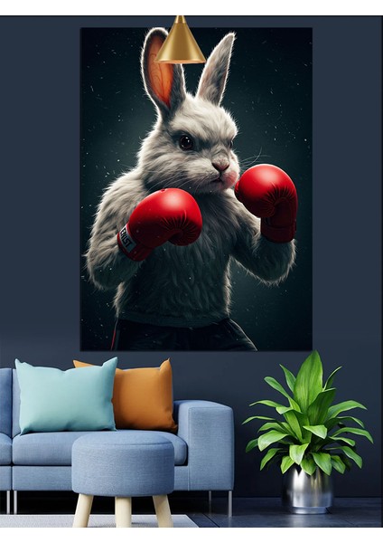 Tavşan Boks Boksör Komik Dekoratif Kanvas - Mdf Ahşap Tablo modelleri