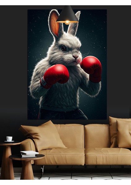 Tavşan Boks Boksör Komik Dekoratif Kanvas - Mdf Ahşap Tablo fırsatları