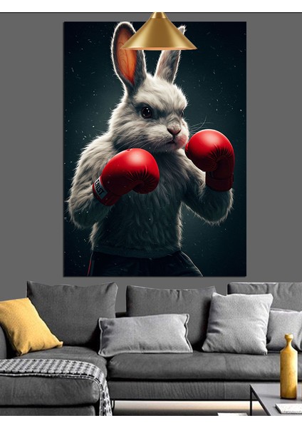 Tavşan Boks Boksör Komik Dekoratif Kanvas - Mdf Ahşap Tablo indirimleri