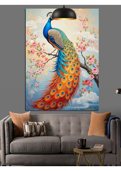 Tavus Kuşu Rengarenk Tüyler Canlı Dekoratif Kanvas - Mdf Ahşap Tablo modelleri