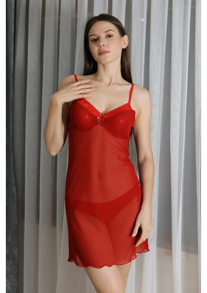 Kadın Fantezi Tül Gecelik Kırmızı fiyatları