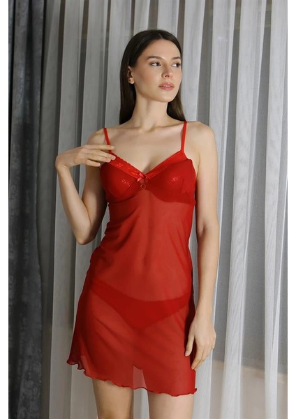 Kadın Fantezi Tül Gecelik Kırmızı modelleri