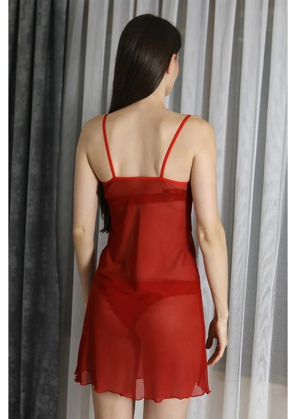 Kadın Fantezi Tül Gecelik Kırmızı fırsatları